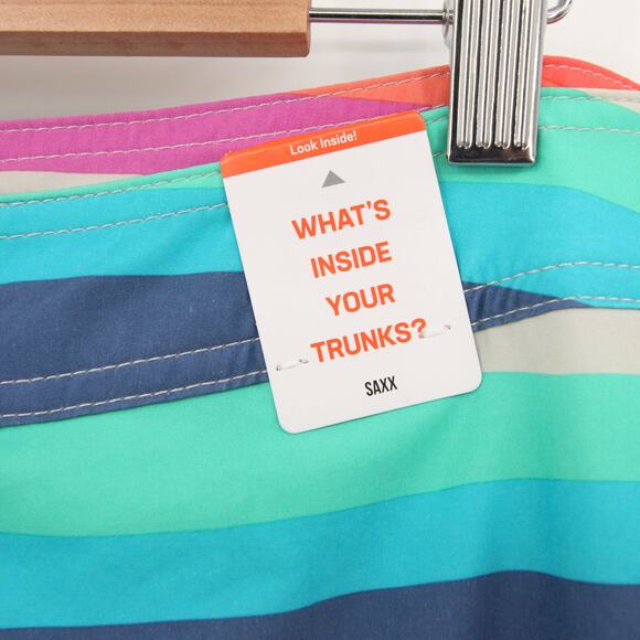 SAXX Betawave Swim Trunks Multicolor Striped Board Shorts Quick Dry Size 36 NWT - Picture 5 of 10